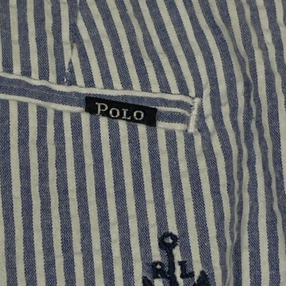 Polo Ralph Lauren Men's Casual Shorts - Blue Striped Seersucker - Size 34 - EUC - Picture 4 of 12